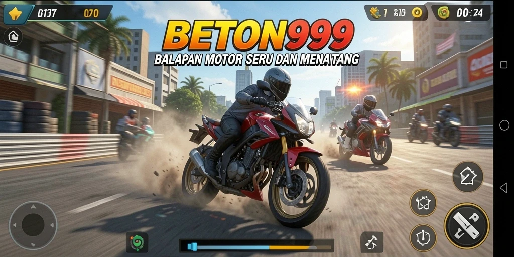 Gameplay seru di BETON999 dengan balapan motor yang mendebarkan.