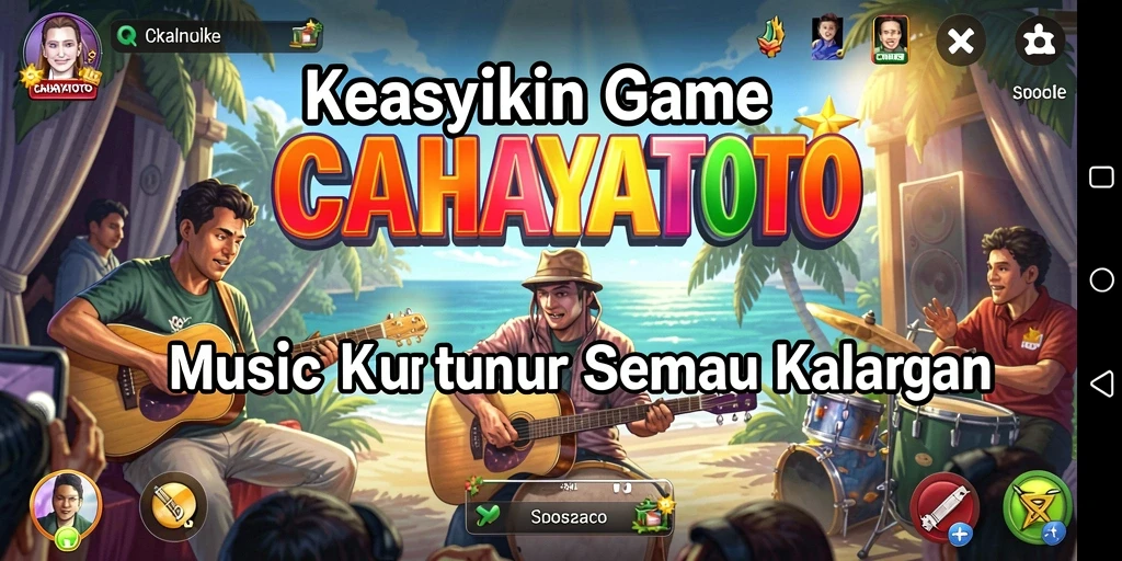 Screenshot utama CAHAYATOTO menunjukkan gameplay musik yang interaktif.