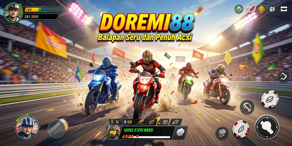 Screenshot DOREMI88 menampilkan aksi balapan yang seru dengan grafis menakjubkan.