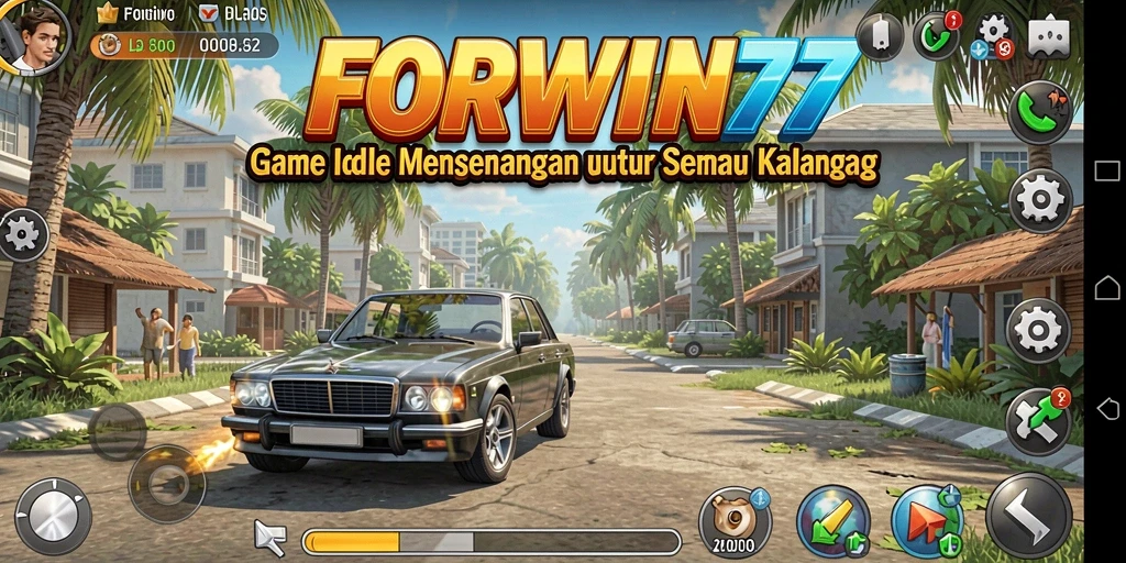 Tampilan gameplay FORWIN77 yang menarik dengan karakter yang bergerak.