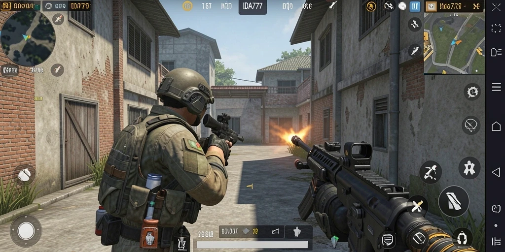 Tangkapan layar IDA777 menampilkan aksi seru dalam pertempuran FPS.