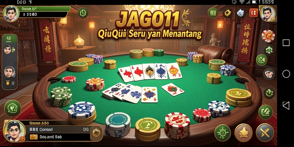 Tampilan gameplay seru QiuQiu di JAGO11 dengan antarmuka yang menarik.