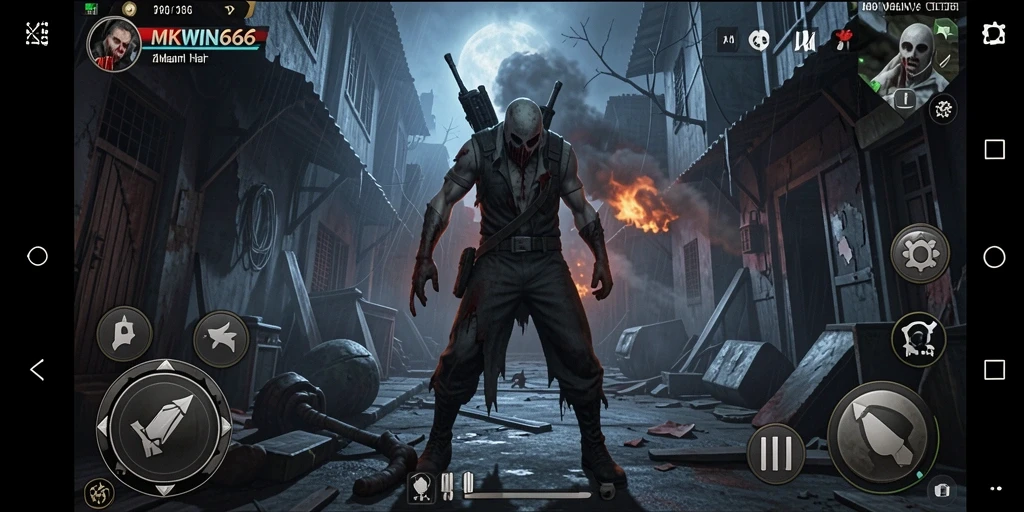 Screenshot gameplay dari MKWIN666 dengan suasana Horror yang mencekam.