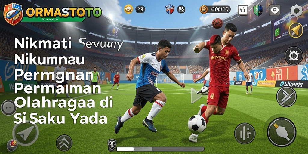 Screenshot utama ORMASTOTO menampilkan aksi olahraga yang seru.