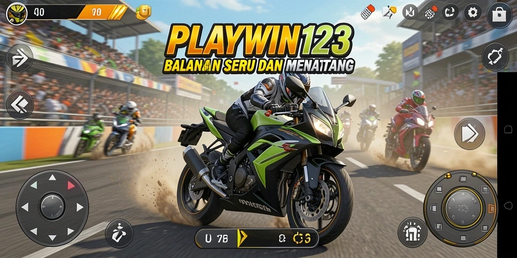 Tampilan menarik dari gameplay balap motor yang seru.
