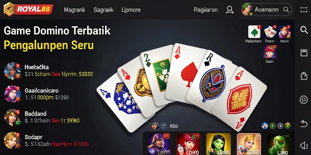 Screenshot utama ROYAL88 menampilkan gameplay Domino yang seru.