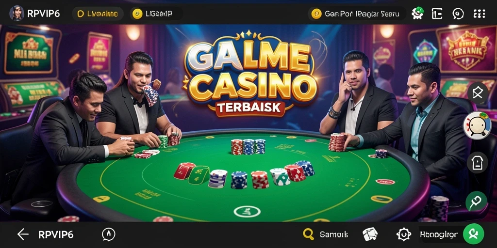 Screenshot RPVIP6 menunjukkan gameplay Live Casino yang mendebarkan dengan dealer langsung.