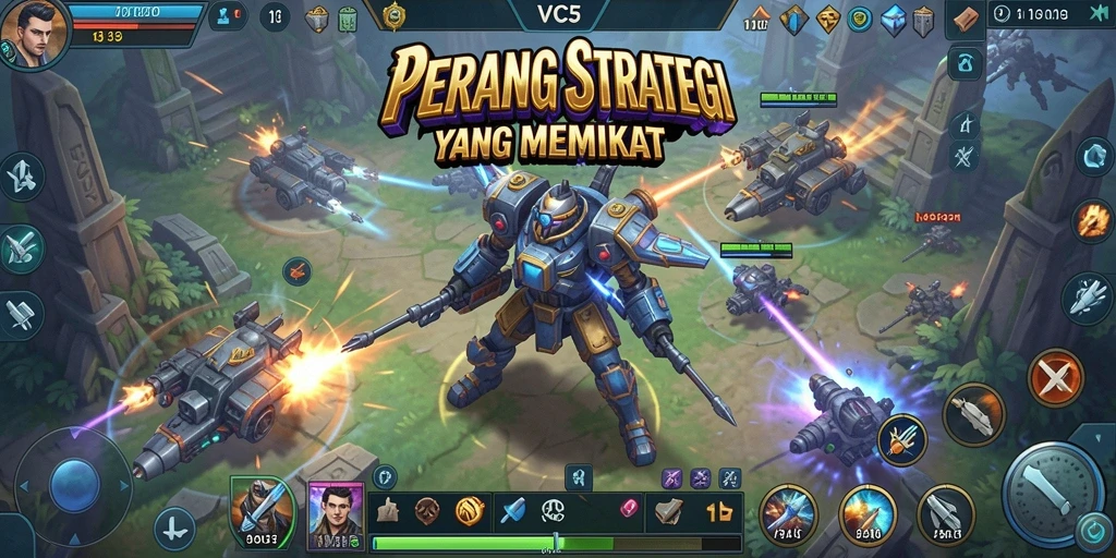 Tampilan gameplay SLG yang menarik dalam VC5, menampilkan pertempuran dan strategi.