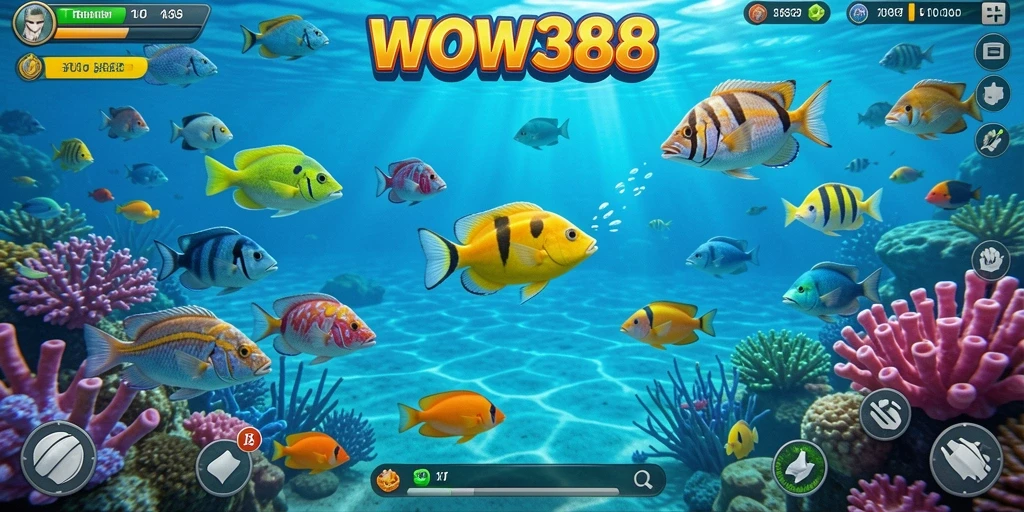 Tampilan gameplay seru dari WOW388 dengan berbagai jenis ikan.